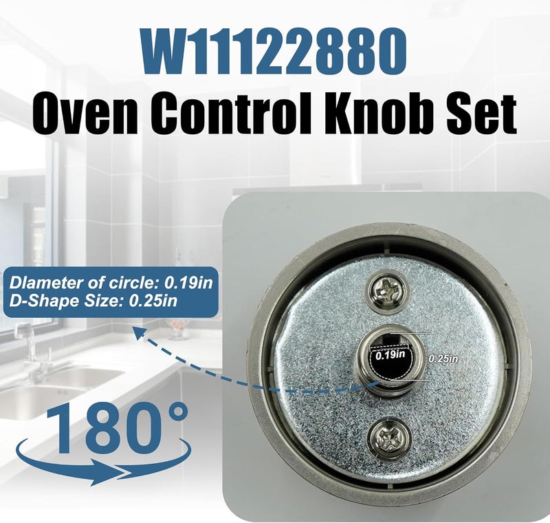 مجموعة مقابض تحكم في الفرن W11122880 مكونة من 5 قطع، مخصصة لمواقد الغاز من شركة Whirlpool – متوافقة مع طرازات WFG520S0 وWFG745H0، وتحل محل مقبض W10862482؛ تتميز هذه المقابض بمقاومة عالية للحرارة. - Image 5