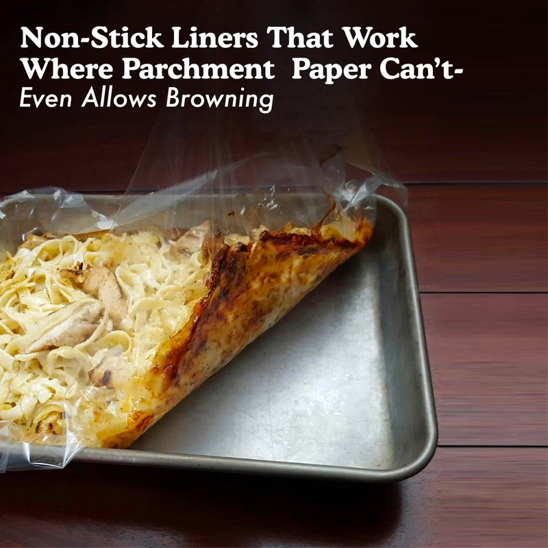 Regency Wraps Baking Dish Buddies, 14.5" X 19" pack of 25 Non-Stick Liners For Mess-Free Casseroles Dishes, Baking Sheets, glass and metal baking pans, Clear - Image 3