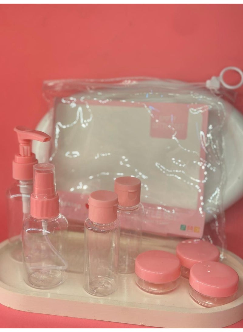 7 Pieces Luxury Refillable Travel Bottles Set Lotion Shampoo Shower Gel Empty Container for Liquid Cosmetic Packing Tool (may vary color) - Image 1