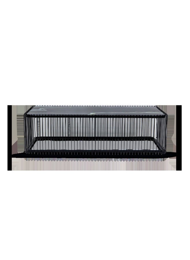 Coffee Table Wire Glass Marble Black