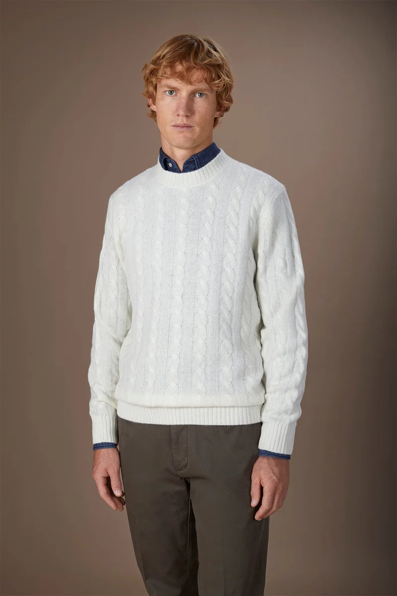 Men's lambswool crew neck jumper - Off White