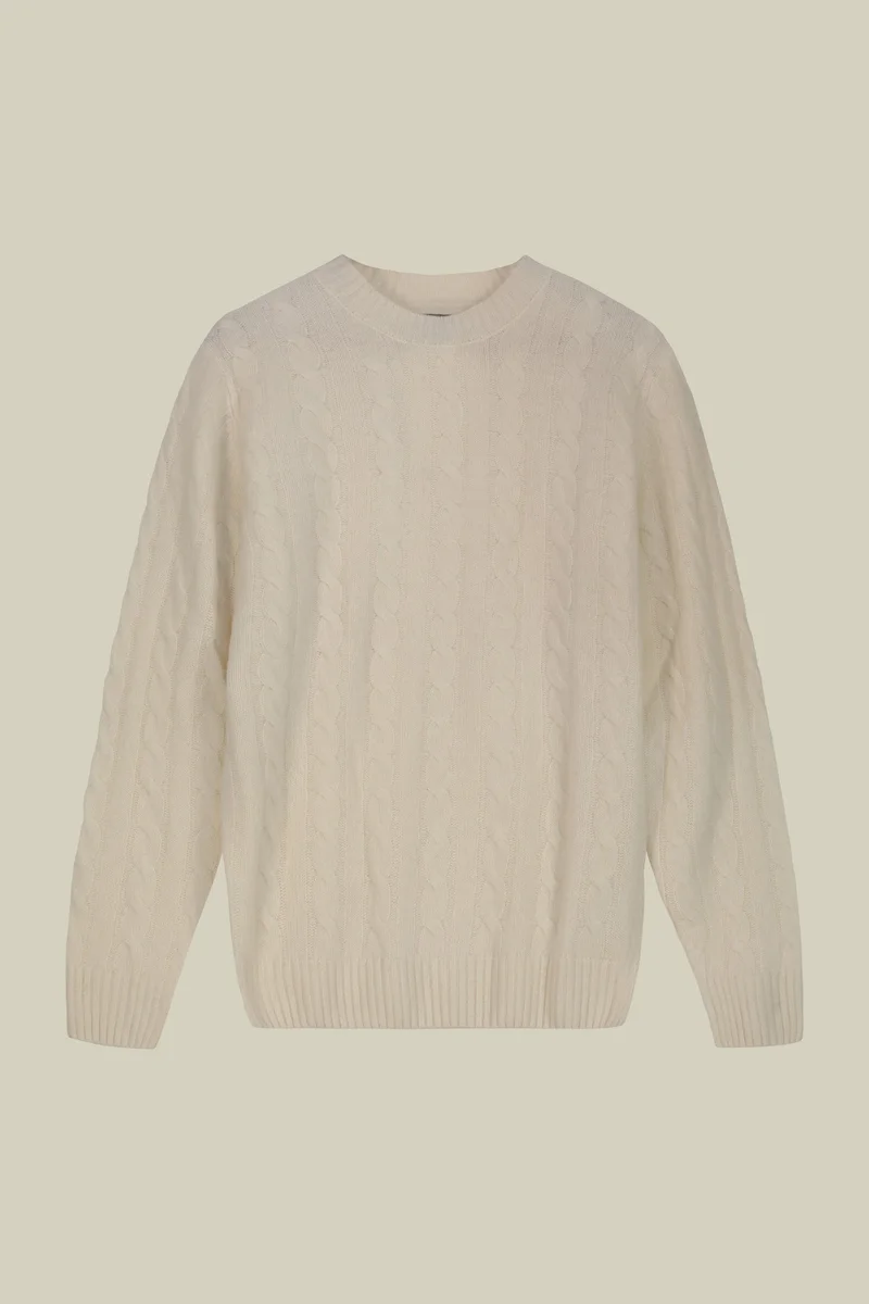 دوبل غانغر Men's lambswool crew neck jumper - Off White