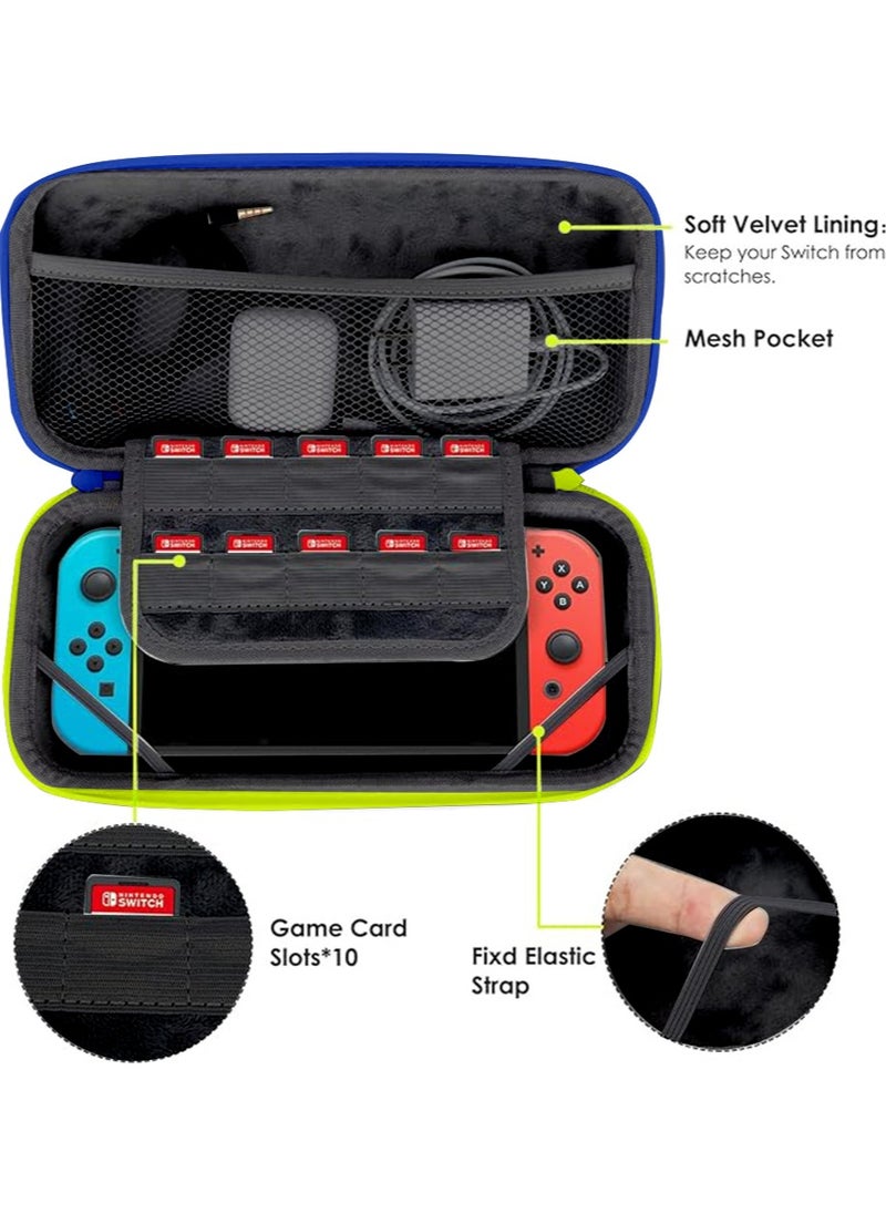 IINE - Splatoon 3 Case Compatible with Nintendo Switch & Switch OLED, Switch Accessories with 10 Game Cartridges, Protective Hard Shell Travel Case Pouch for Switch Console - Image 1