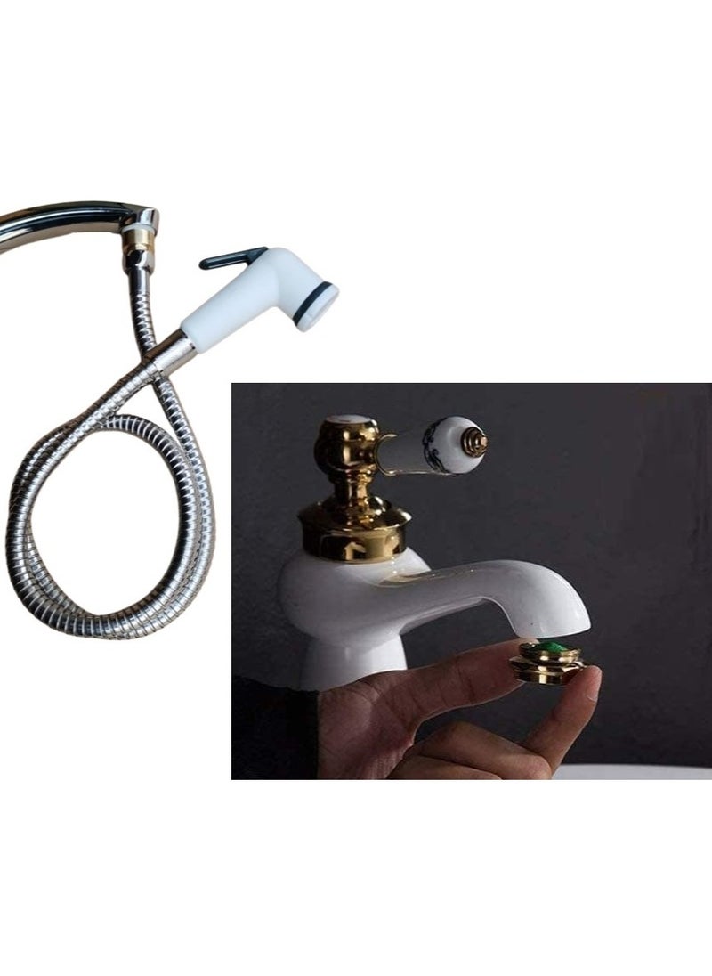 Shams Travel bathroom shattaf with a 2 meter hose, Italian nickel, with a copper adapter for operation from the nearest mixer or valve.  - Image 3