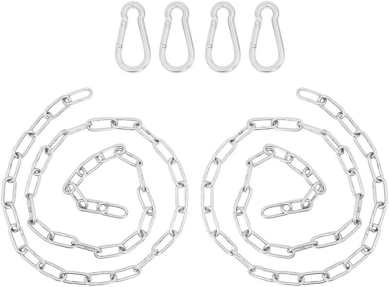 Geluode 2 PCS Meter Hanging Chair Chain With 4 PCS Carabiners,Silver Hanging Basket Chains Heavy Duty,Hammock Chain Stainless Steel For Garden Swing Chair Tree Swing Chandelier - Image 1