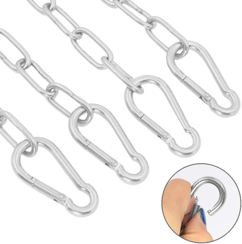 Geluode 2 PCS Meter Hanging Chair Chain With 4 PCS Carabiners,Silver Hanging Basket Chains Heavy Duty,Hammock Chain Stainless Steel For Garden Swing Chair Tree Swing Chandelier - Image 2