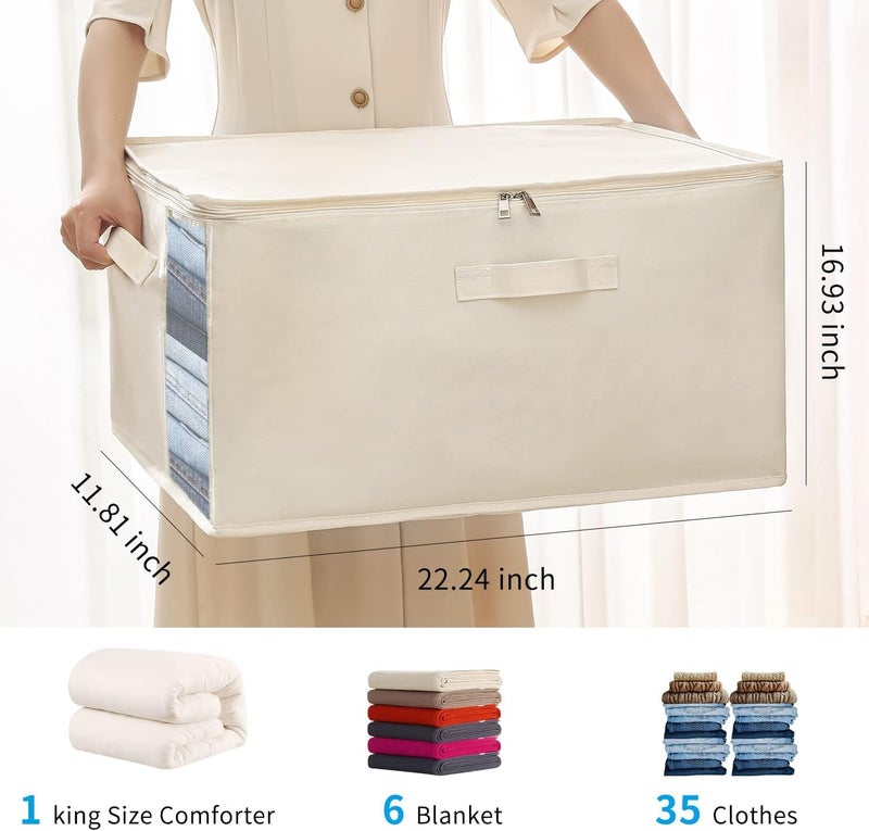 Golden Bird Golden bird Large Canvas Comforter Storage Bags Closet Organizer for Clothes Sweater Blanket Clothes Organizer with Dual Zipper 2224 inches L1693 inches H 1181 inches W 1 pcs Large - Image 2