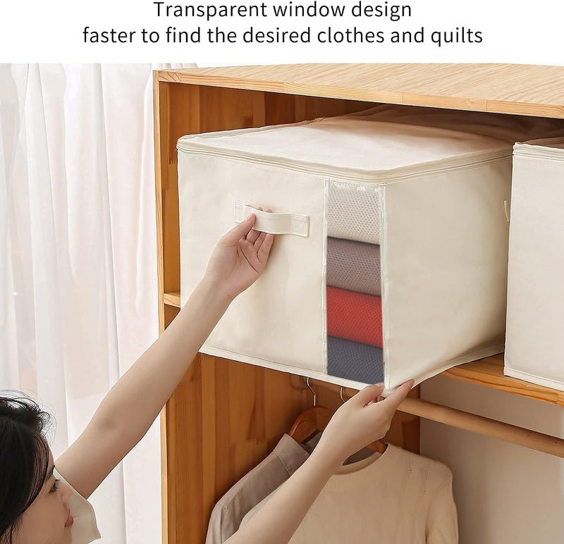 Golden Bird Golden bird Large Canvas Comforter Storage Bags Closet Organizer for Clothes Sweater Blanket Clothes Organizer with Dual Zipper 2224 inches L1693 inches H 1181 inches W 1 pcs Large - Image 3