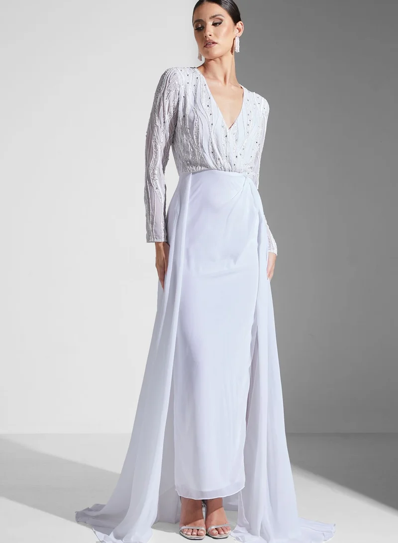 Virgos Lounge Embellished Surplice Dress for Women