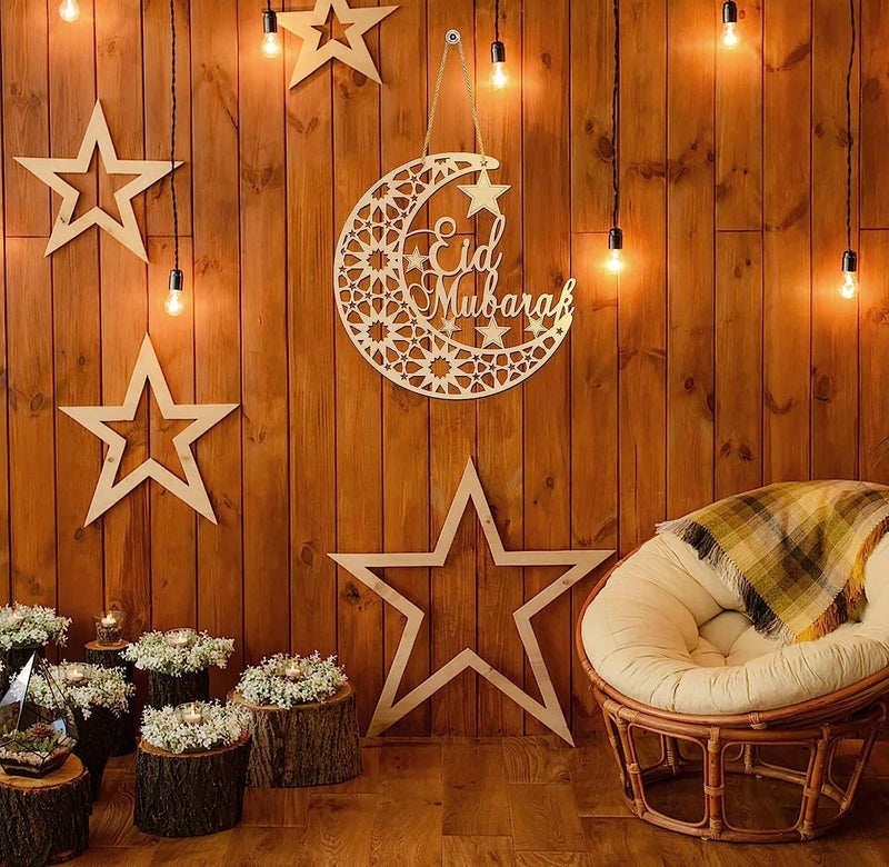 Haoser Ramadan Wreath Eid Mubarak Sign 12 inch Ramadan Decor,Eid Mubarak Door Sign Ramadan Decorations for Home 2025- Ramadan Decor - Ramadan Gifts -Ramadan Decorations for Home- eid Decor Item - Image 3