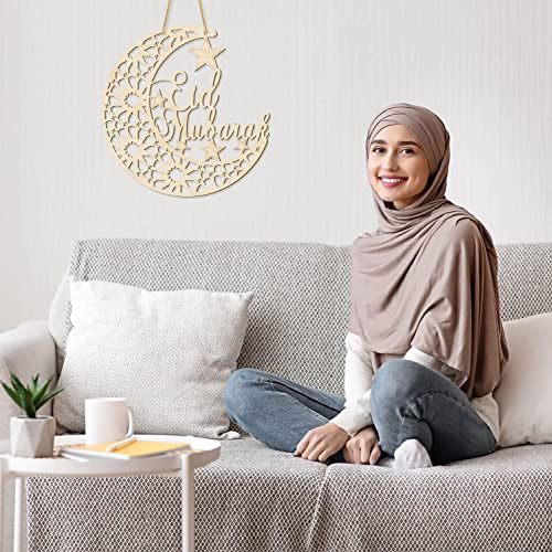 Haoser Ramadan Wreath Eid Mubarak Sign 12 inch Ramadan Decor,Eid Mubarak Door Sign Ramadan Decorations for Home 2025- Ramadan Decor - Ramadan Gifts -Ramadan Decorations for Home- eid Decor Item - Image 4