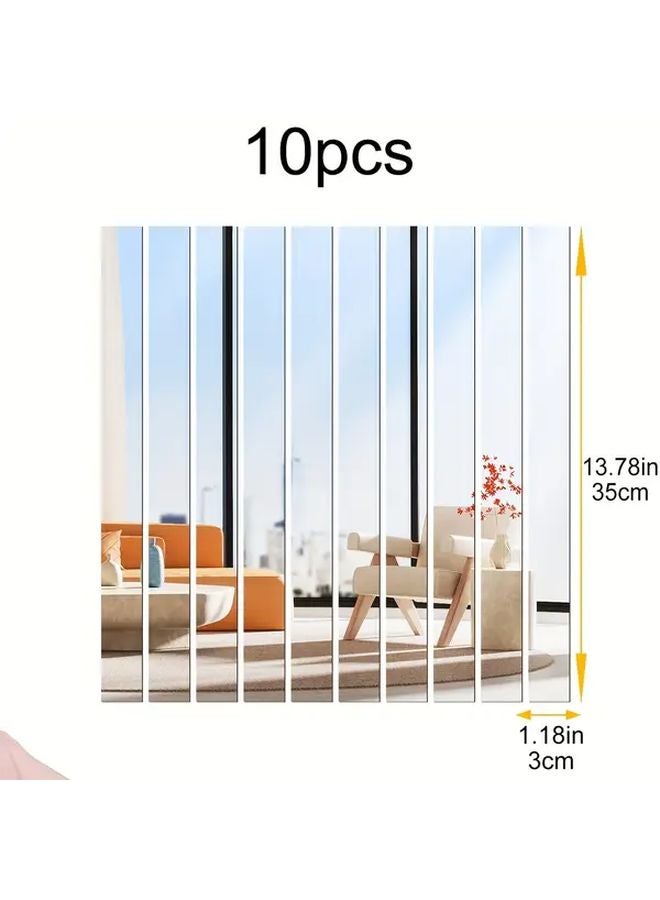 Self Adhesive Removable Silver Mirror Wall Decal 1.18x13.78 Inch for Home Decor - Image 4