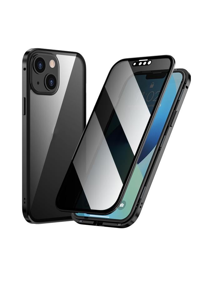 Zaboon Case For iPhone 13 Anti-peeping Magnetic Metal Frame Double-sided Tempered Glass Phone Case - Image 1