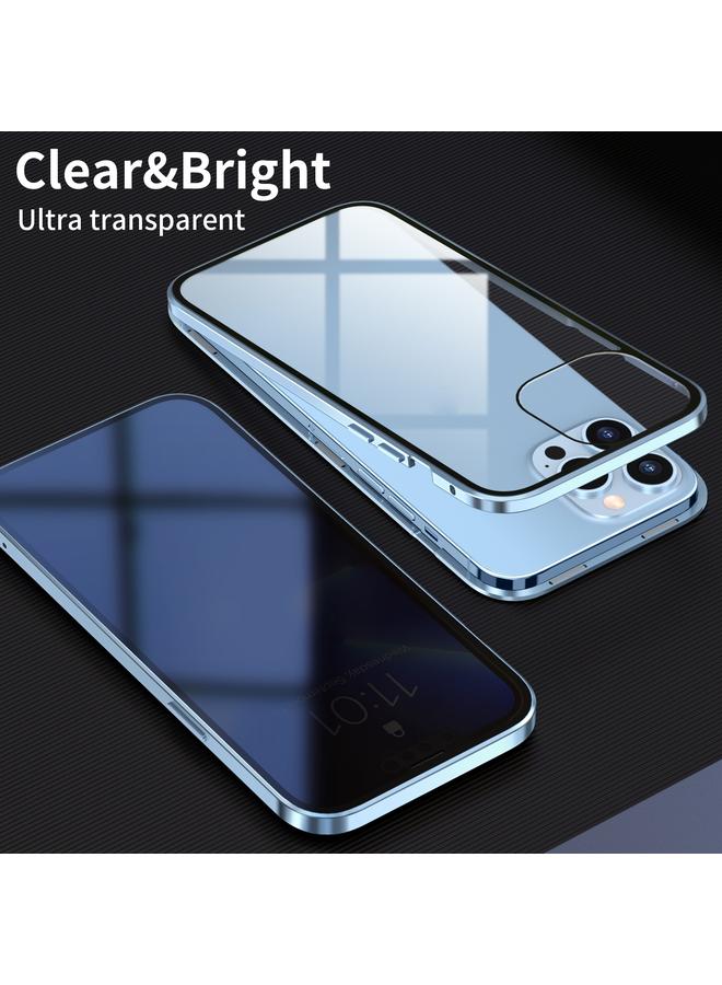 Zaboon Case For iPhone 13 Anti-peeping Magnetic Metal Frame Double-sided Tempered Glass Phone Case - Image 2