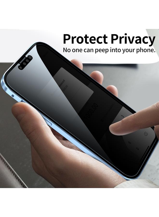 Zaboon Case For iPhone 13 Anti-peeping Magnetic Metal Frame Double-sided Tempered Glass Phone Case - Image 5