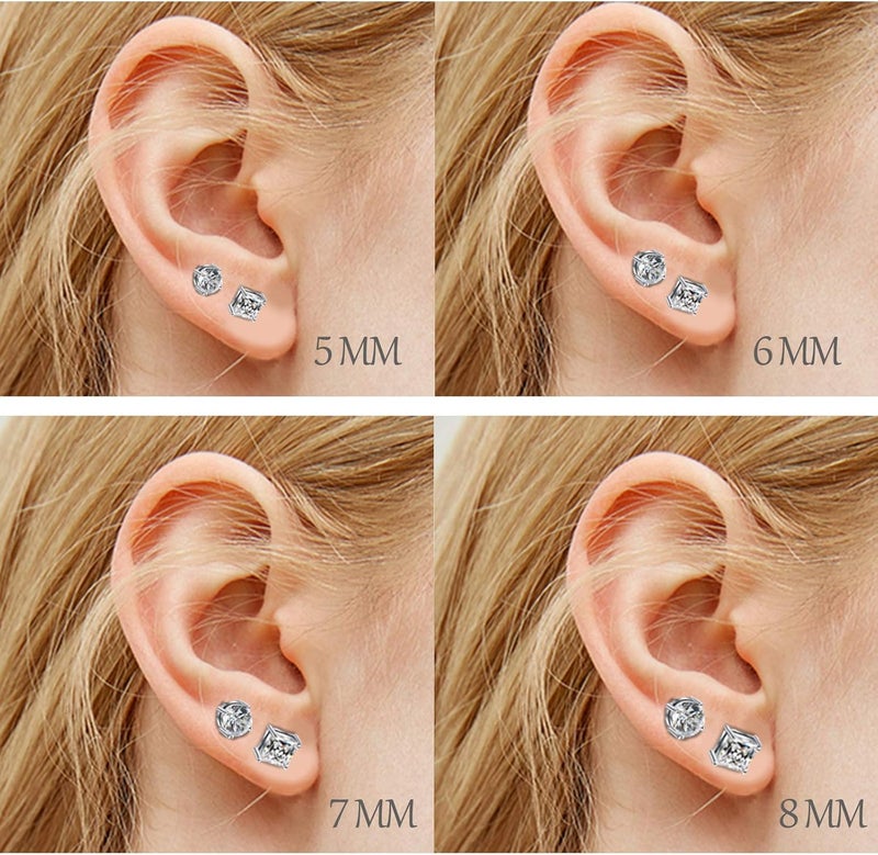ADAIER 2 Pairs Stainless Steel Magnetic Stud Earrings for Men Women Non-piercing CZ Hypoallergenic Clip on Earring Magnetic Studs Earring 5-8MM(SE-21) - Image 4