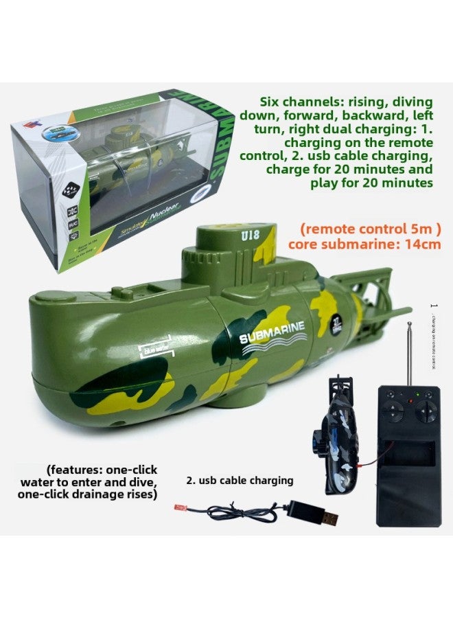 Mini Wireless Remote Control Submarine Waterproof Speedboat Submarine Model Charged Electric Water Play Toy Children Special Olympics-Colour:Dark Green Nuclear Submarine-27mhz✓-Specification:Standard Charging - Free Remote Control Battery + Tools✓  - Image 1