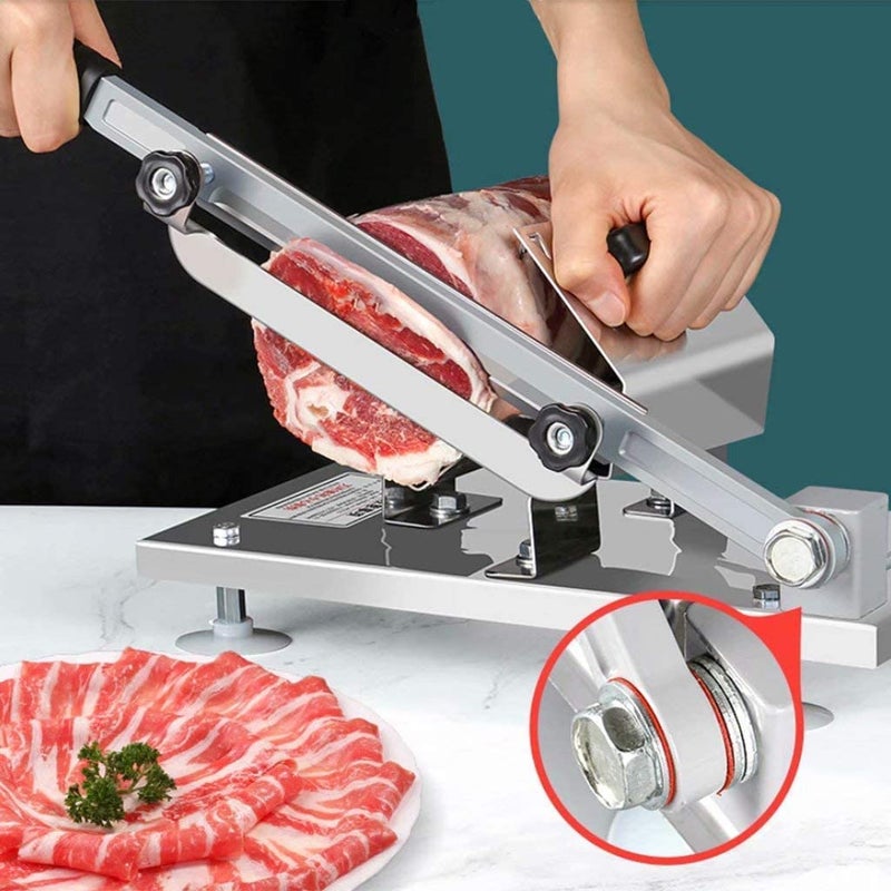 Original Mart Manual Frozen Meat Slicer Beef Slicing Machine Mutton Cutter Stainles Steel Mutton Roll Meat Slicer Manual Food Meat Slicer Double Pressure Bearing - Image 3