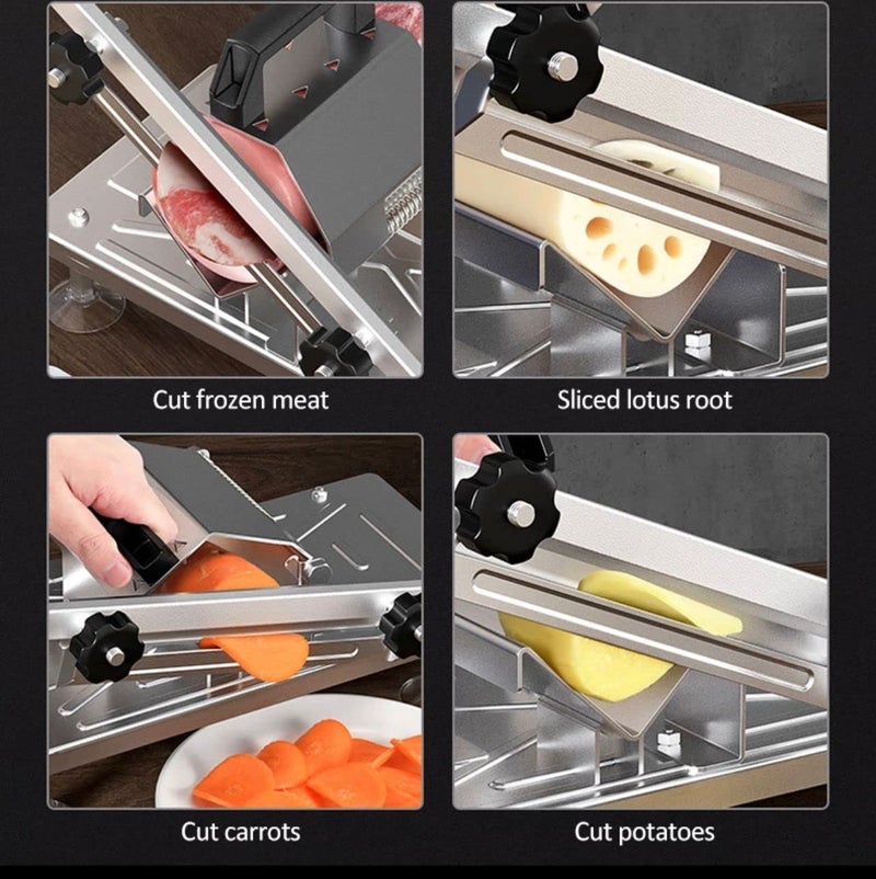 Original Mart Manual Frozen Meat Slicer Beef Slicing Machine Mutton Cutter Stainles Steel Mutton Roll Meat Slicer Manual Food Meat Slicer Double Pressure Bearing - Image 5