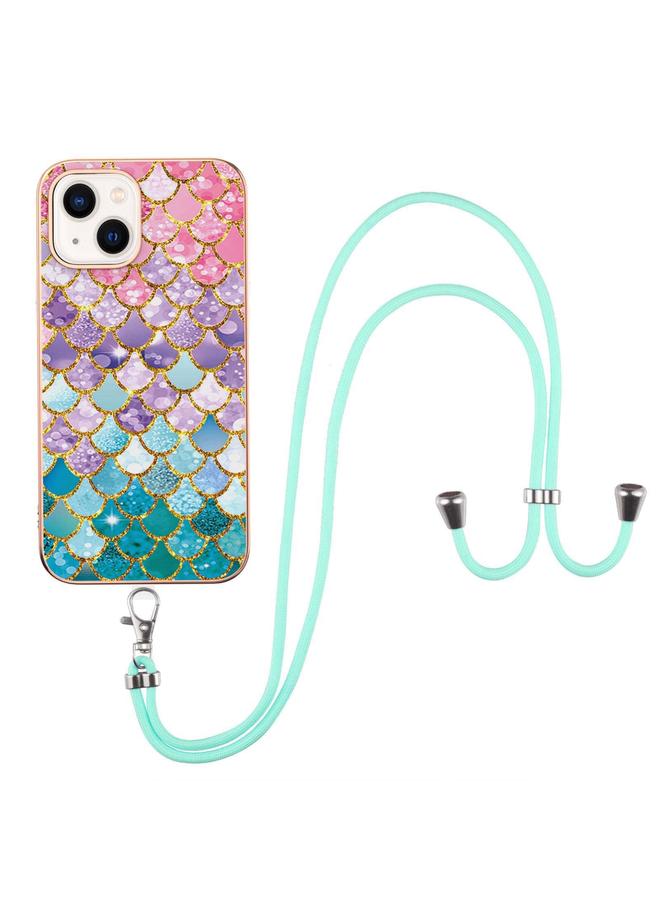 اس-توب جراب لهاتف iPhone 14 Plus بنمط طلاء كهربائي IMD TPU مقاوم للصدمات مع حبل للرقبة - Image 2