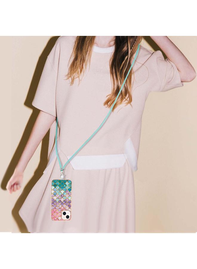 اس-توب جراب لهاتف iPhone 14 Plus بنمط طلاء كهربائي IMD TPU مقاوم للصدمات مع حبل للرقبة - Image 4