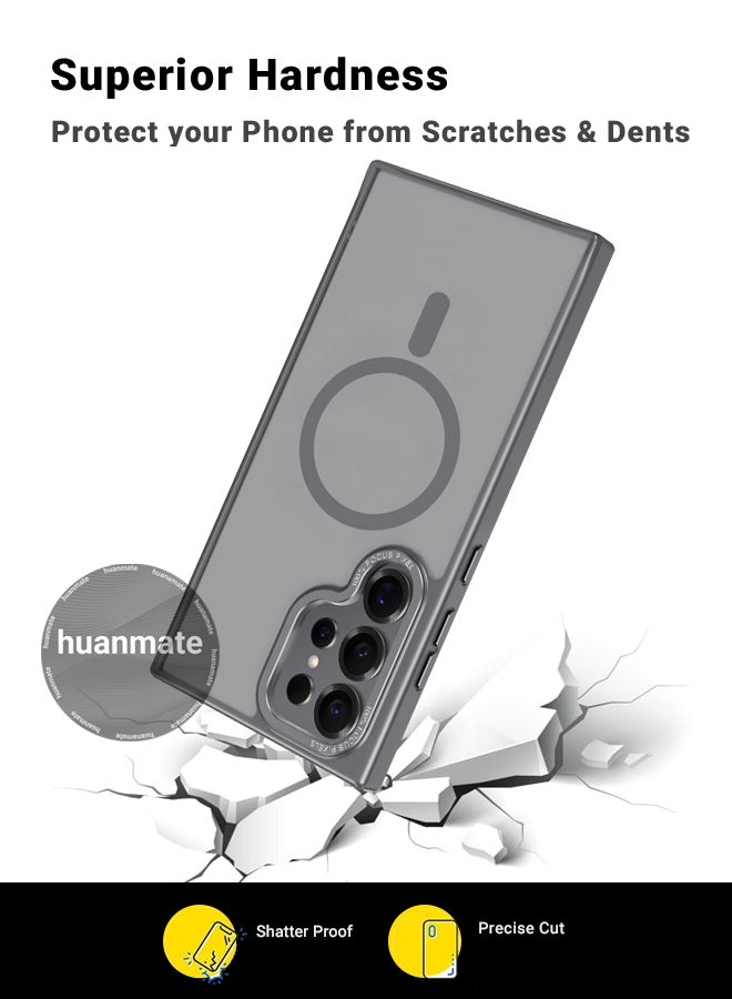 هووانميت حافظة لهاتف سامسونج جالكسي اس 25 الترا ماج سيف رمادي - مغناطيس قوي وعالي الجودة، متوافق مع الشحن اللاسلكي، حماية ضد الصدمات، غطاء مغناطيسي نحيف للغاية مضاد للخدش لهاتف سامسونج جالكسي اس 25 الترا - Image 4