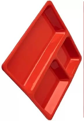 Coolkart FoodGrade Plastic 3 in 1 Compartments Pav Bhaji Plate Red Dinner Plates Pack of 6 Microwave Safe - Image 4