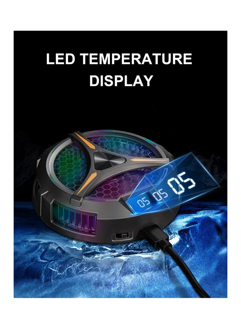 Steam Deck Cooling Fan with LED Temperature Display, 7-Blade Design, Dual-Speed Settings, Magnetic Heatsink, 7-Color RGB Cycle for Enhanced Performance and Cooling Efficiency  - Image 4