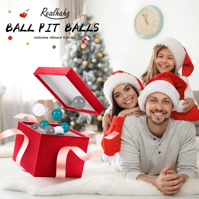 Realhaha ريالهاها كرة حفرة الكرات 100 لعب كرات بلاستيكية للبنات للأطفال الصغار الأطفال لعب خيمة بركة المسبح Playhouse Decoration Dark Green Grey White - Image 4