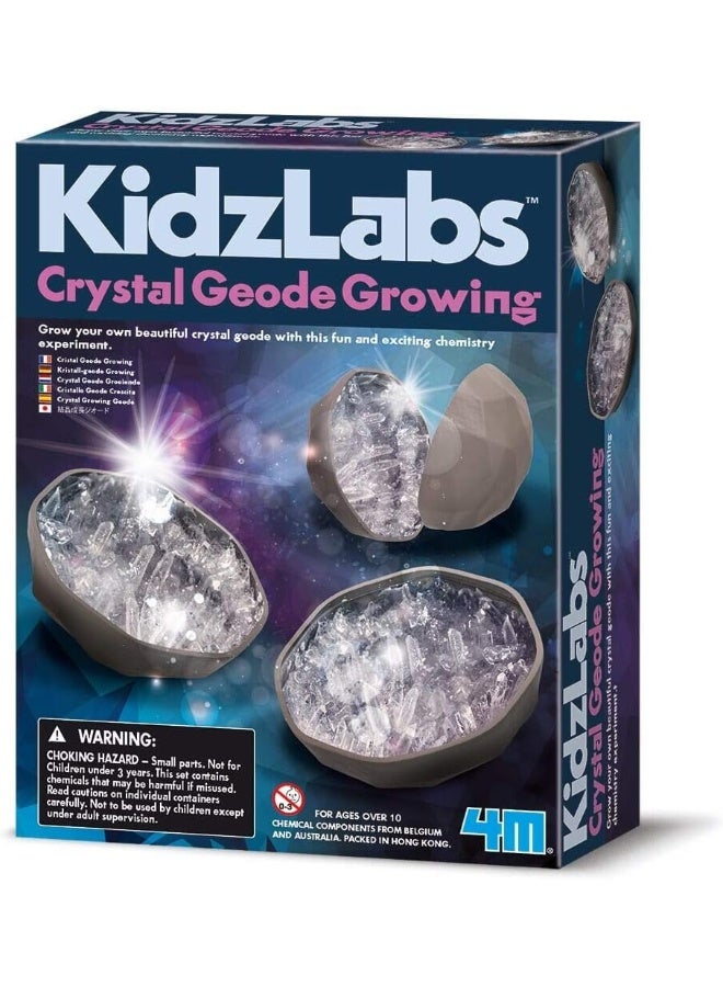 4M KidzLabs Grow Your Crystal Geodes Science Kit – Grow Two Sparkling Crystal Geodes Inside Realistic Shell Containers with Stands, Mixing Tools & Full Instructions – STEM Chemistry Kit Ages 8+ | 00-03919/EU - Image 1