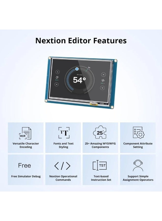 نكسشن شاشة Nextion الذكية تعمل باللمس المقاوم مقاس 5 بوصات، مزودة بشاشتي عرض LCD-TFT HMI تسلسليتين - Image 2