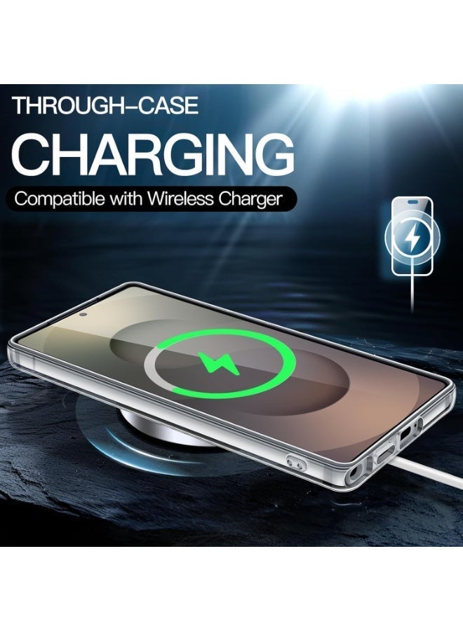 DEIN Samsung Galaxy S25 Ultra 3in1 Phone Accessories Bundle - Heavy duty Shockproof Clear Cover Case Wireless Charging Compatible + Tempered Glass Screen Protector + Camera Lens Protector, Anti Yellowing - Image 3