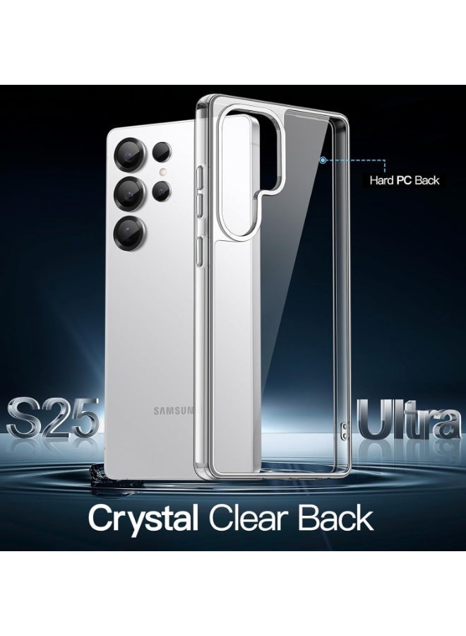 DEIN Samsung Galaxy S25 Ultra 3in1 Phone Accessories Bundle - Heavy duty Shockproof Clear Cover Case Wireless Charging Compatible + Tempered Glass Screen Protector + Camera Lens Protector, Anti Yellowing - Image 4