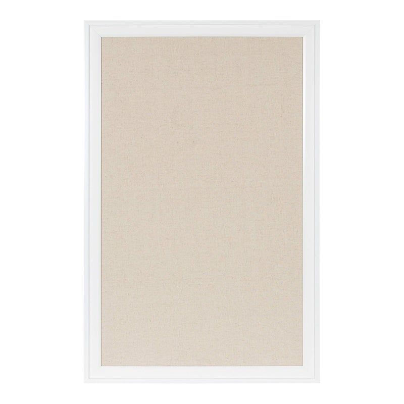DesignOvation Bosc Framed Natural Linen Fabric Pinboard 275x435 White