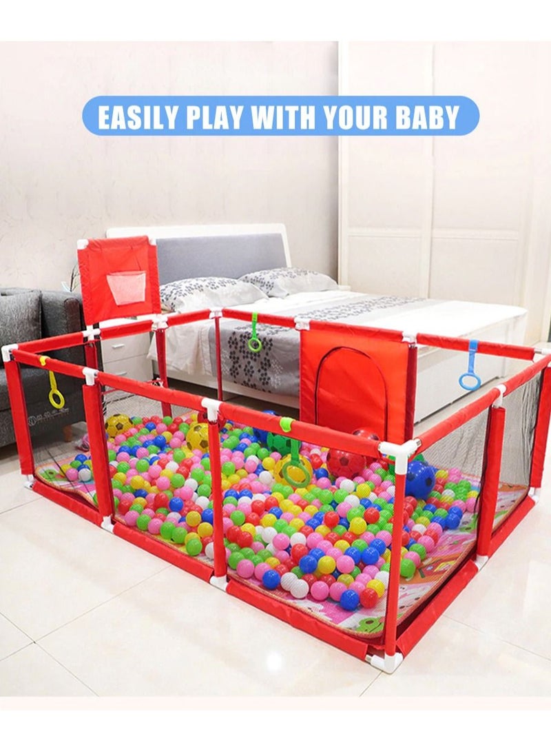 DubaiGallery Playpen Portable Large Size Kids Safety Playpen Mesh Basketball Hoop Folding Playground Safety Goods - Image 1