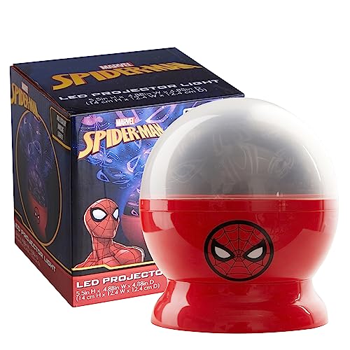 Idea Nuova Marvel Spiderman Rotating LED Projection Kids Lamp and Nightlight, 4.88"x 4.88"x 5.5" - Image 1