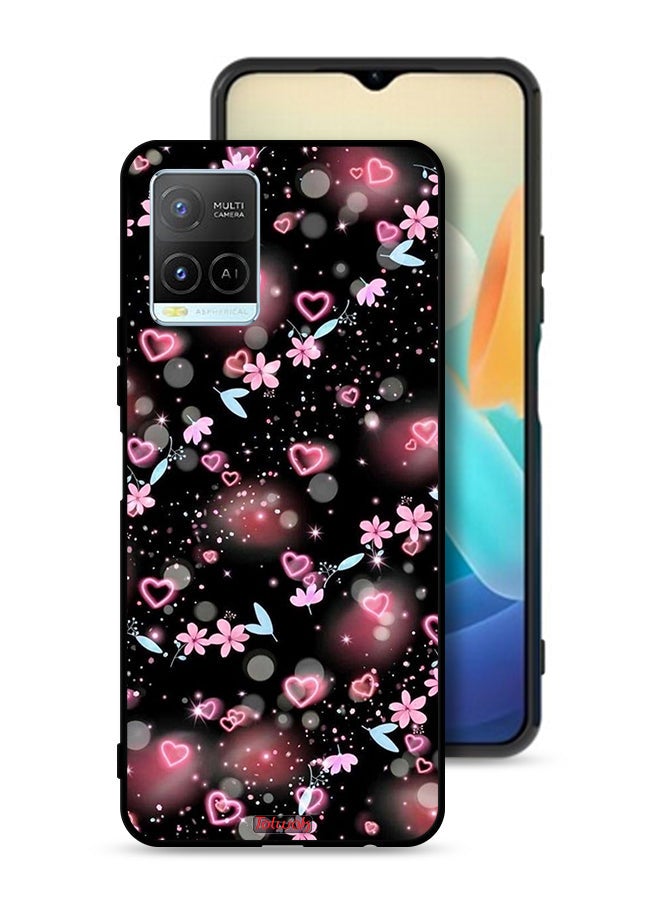 Tolwak غلاف واقي لهاتف فيفو Y21 مزين بقلوب صغيرة وزهور - Image 1