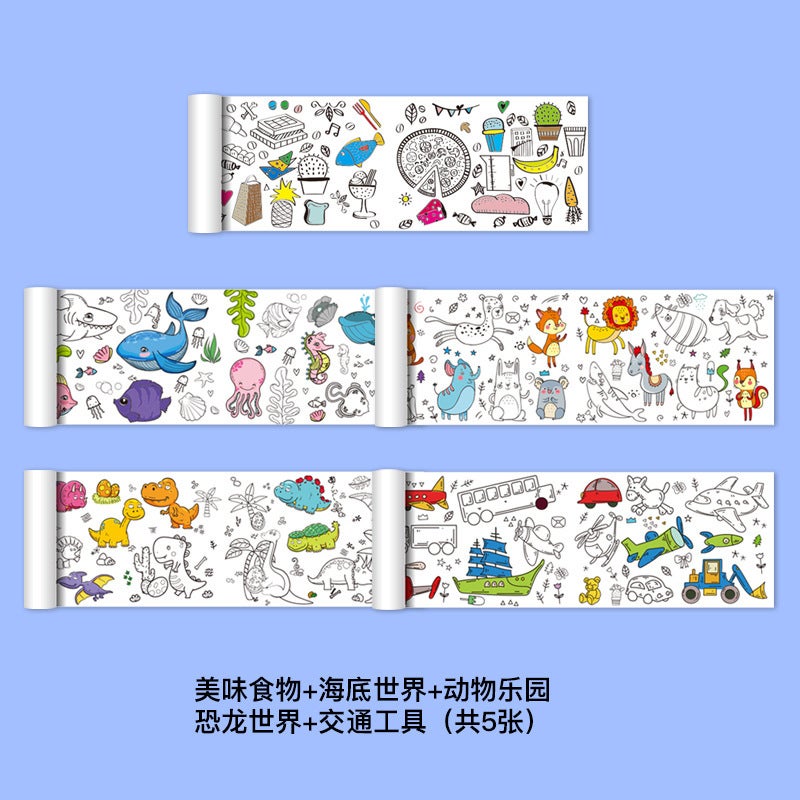 Children'S Doodle Scroll Coloring Painting Large Drawing Paper Kindergarten Baby Toy Drawing Book Coloring Book Drawing Paper - Image 1