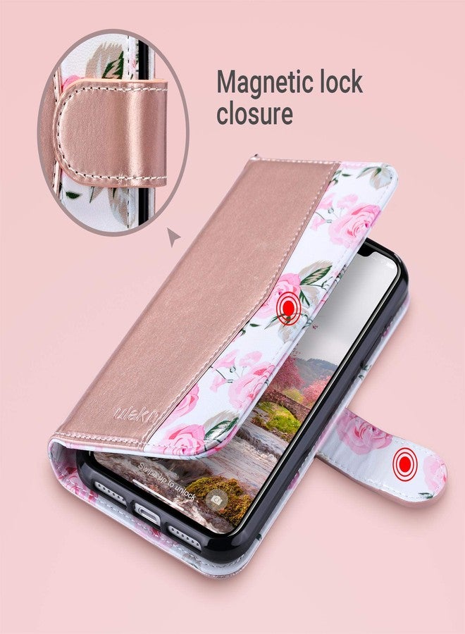 ULAK Compatible with iPhone XR Wallet Case for Women, Premium PU Leather Folio Flip Case with Card Holders Kickstand, Shockproof Protective Phone Cover 6.1 inch, Rose Gold - Image 4
