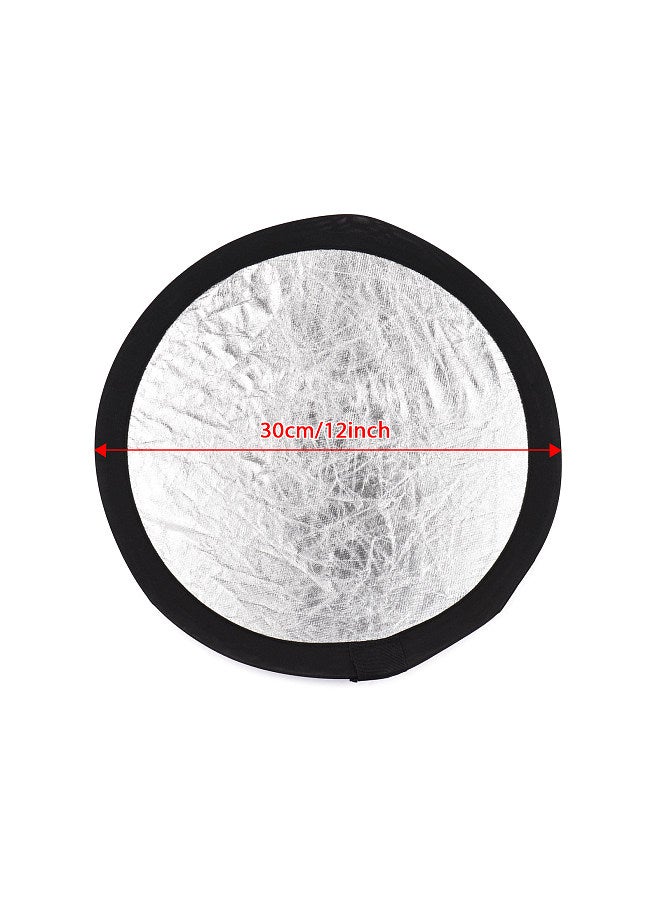 30cm/12inch Photography Round Reflector Silver & Gold 2-in-1 Collapsible Portable for Studio Photography with Carry Bag  - Image 2