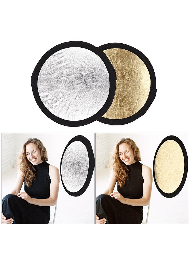 30cm/12inch Photography Round Reflector Silver & Gold 2-in-1 Collapsible Portable for Studio Photography with Carry Bag  - Image 3