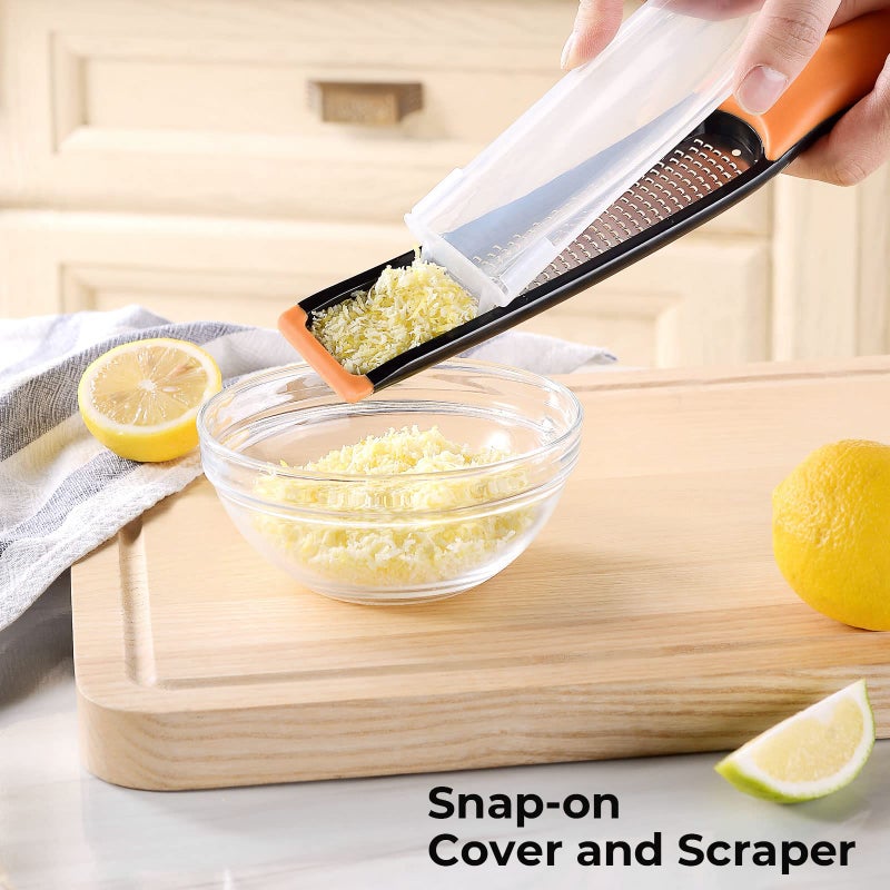 Cohesion Cohesion Etched Zester & Grater Set of 2 - Kitchen Zester Tool for Lemon, Cheese, Garlic, Ginger, Nutmeg, Chocolate, Fruits, Vegetables - Sharp Premium Stainless Steel Blade with Protective Cover  - Image 4