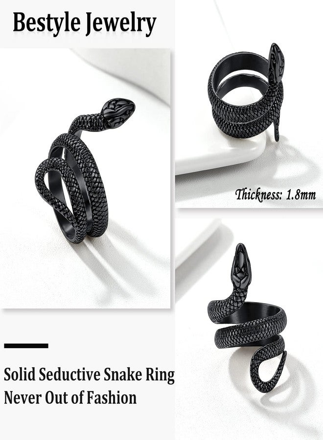 Bestyle Vintage Sturdy Thick Black Snake Ring, Size 10, Hypoallergenic Stainless Steel, Unique Gift for Women and Teen Girls - Image 4