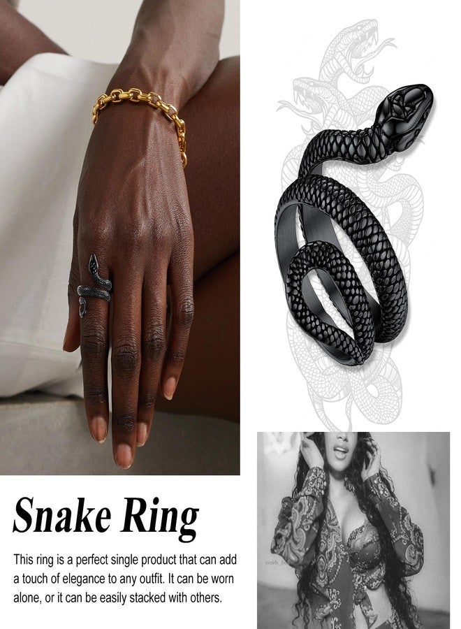 Bestyle Vintage Sturdy Thick Black Snake Ring, Size 10, Hypoallergenic Stainless Steel, Unique Gift for Women and Teen Girls - Image 3