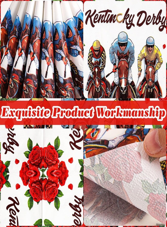 HOWAF 60Pcs Kentucky Party Horse Derby Napkins,Run for the Rose Disposable Paper Horse Racing Party Supplies,Derby Race Napkins for Table Decoration - Image 4