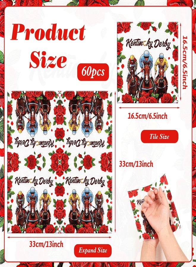 HOWAF 60Pcs Kentucky Party Horse Derby Napkins,Run for the Rose Disposable Paper Horse Racing Party Supplies,Derby Race Napkins for Table Decoration - Image 5