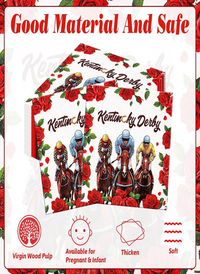 HOWAF 60Pcs Kentucky Party Horse Derby Napkins,Run for the Rose Disposable Paper Horse Racing Party Supplies,Derby Race Napkins for Table Decoration - Image 2