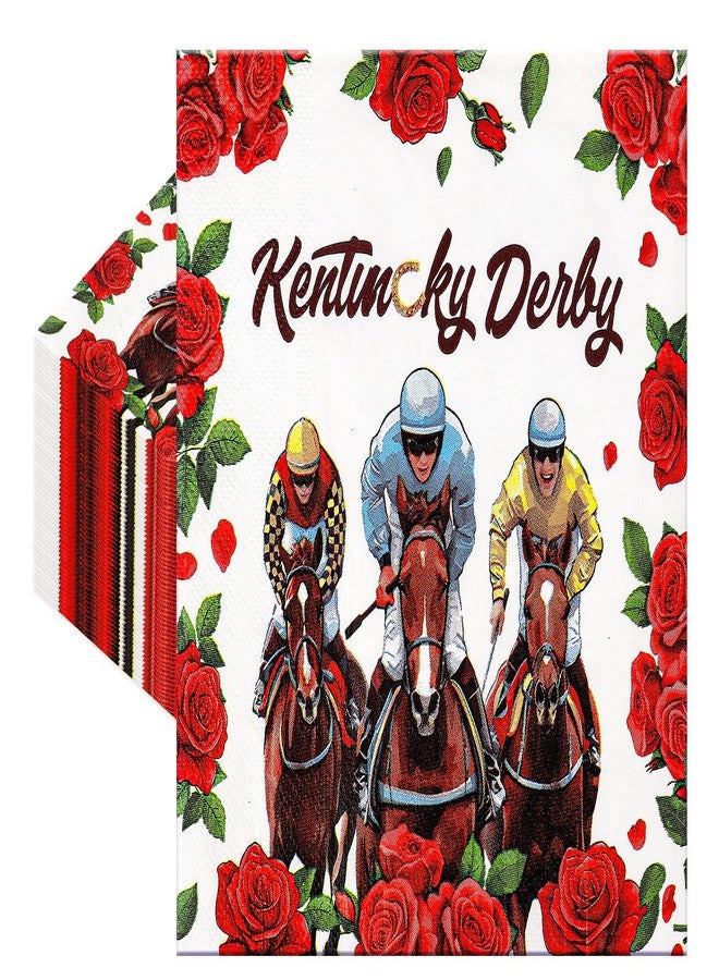 HOWAF 60Pcs Kentucky Party Horse Derby Napkins,Run for the Rose Disposable Paper Horse Racing Party Supplies,Derby Race Napkins for Table Decoration - Image 1