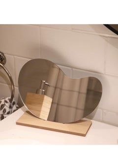 Cool Baby COOLBABY Irregular Aesthetic Vanity Mirror Frameless Decorative Desk Tabletop Acrylic Mirrors with Wooden Stand for Living Room  - Image 3