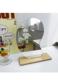 Cool Baby COOLBABY Irregular Aesthetic Vanity Mirror Frameless Decorative Desk Tabletop Acrylic Mirrors with Wooden Stand for Living Room  - Image 4